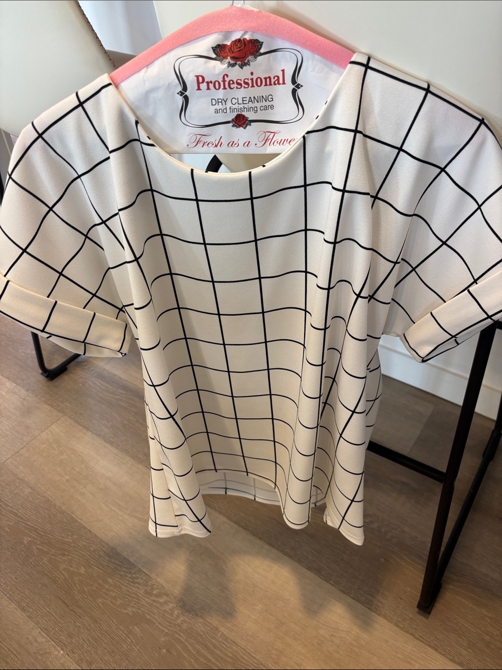 MELLODAY White Grid Short Sleeve Tunic